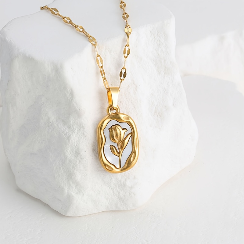 Women's Stainless Steel Rose Collarbone Chain Necklace